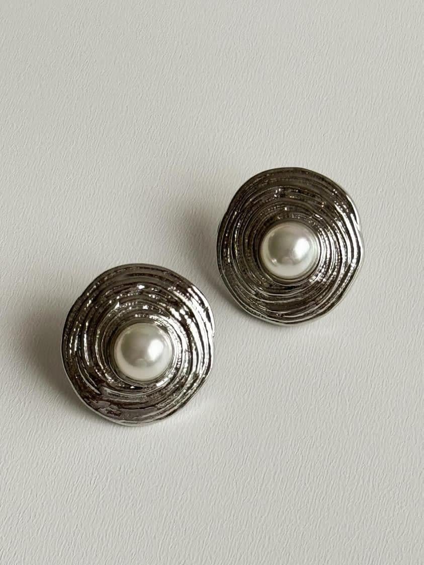 Çelik Gold İncili Vintage Küpe (2.10 Cm)