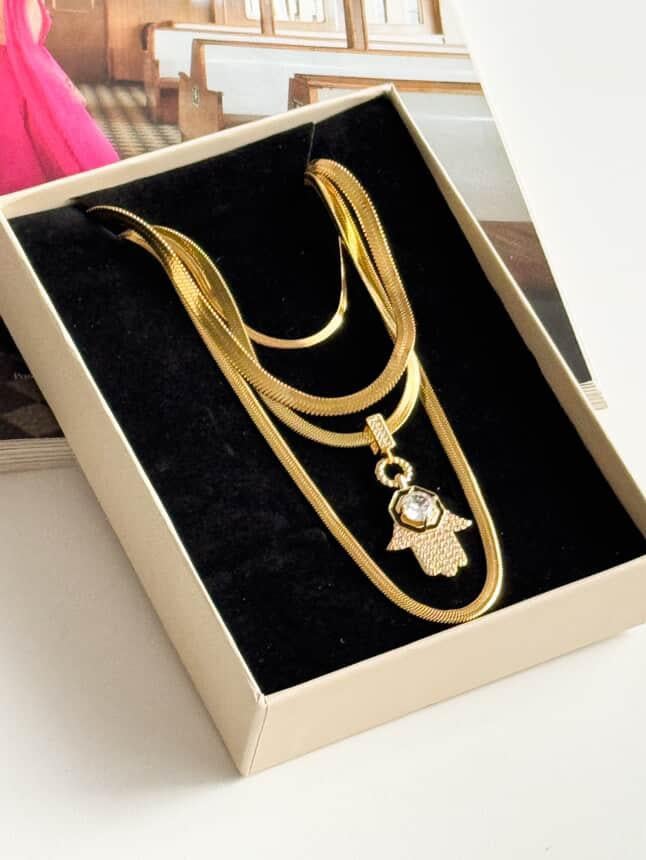Çelik Gold İtalyan Dörtlü Birleşik Olmayan Kombin Kolye (65 Cm)
