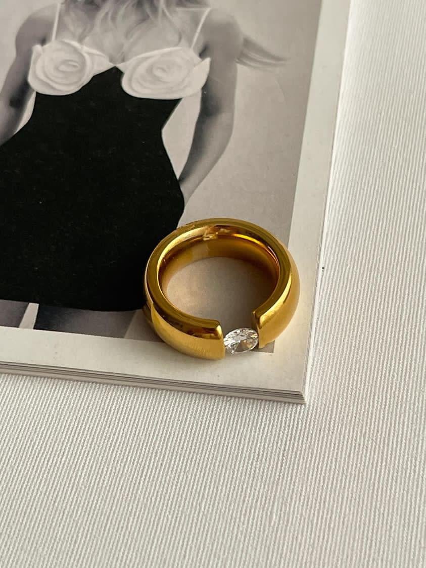 Çelik Gold Kalın Numaralı Yüzük (16 Numara)