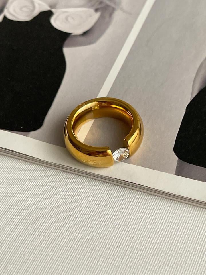 Çelik Gold Kalın Numaralı Yüzük (18 Numara)