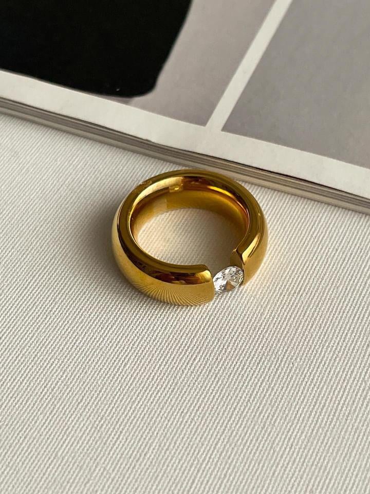 Çelik Gold Kalın Numaralı Yüzük (18 Numara)