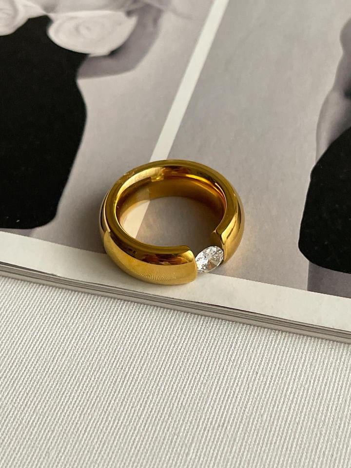 Çelik Gold Kalın Numaralı Yüzük (18 Numara)