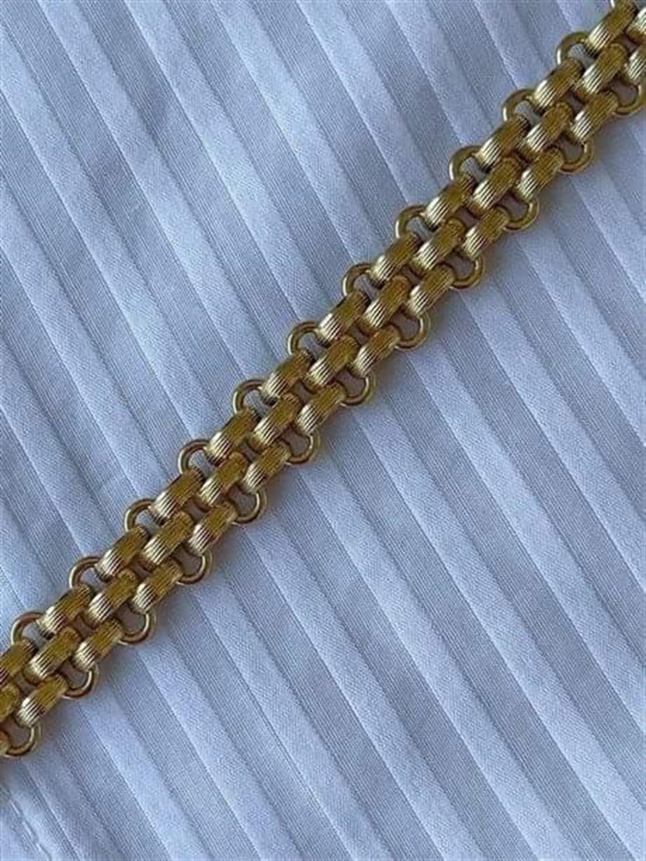 Çelik Gold Kalın Örgü Bileklik (23 Cm)