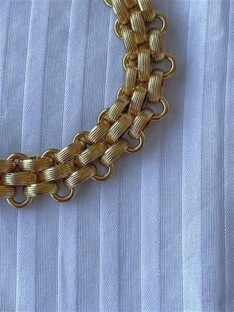 Çelik Gold Kalın Örgü Bileklik (23 Cm)