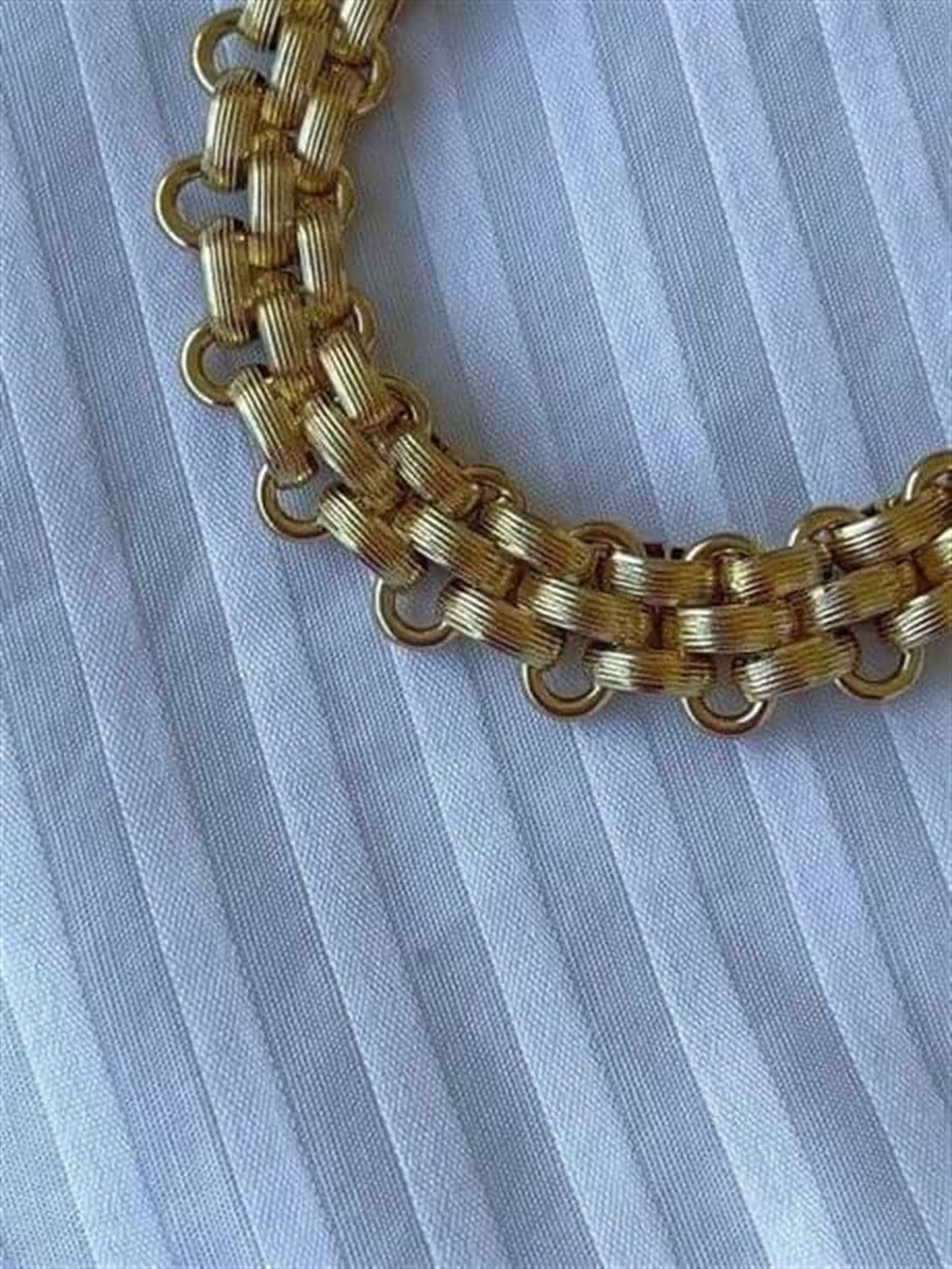 Çelik Gold Kalın Örgü Bileklik (23 Cm)
