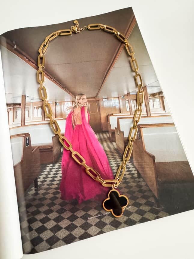 Çelik Gold Kalın Siyah One Cleef Uzun Kolye (61 Cm)