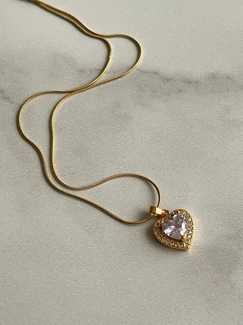 Çelik Gold Kalp Hera Kolye (45 Cm)