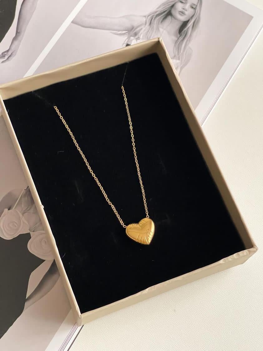 Çelik Gold Kalp Kolye (46 Cm)
