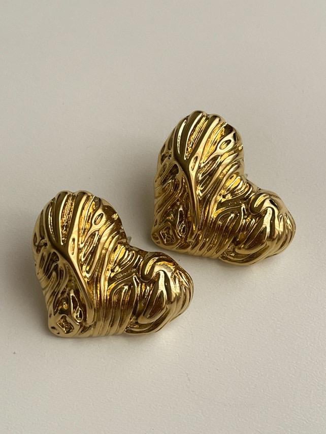 Çelik Gold Kalp Küpe (2.70 Cm)