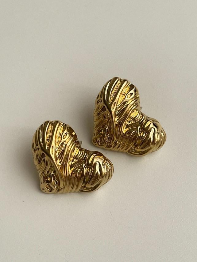 Çelik Gold Kalp Küpe (2.70 Cm)