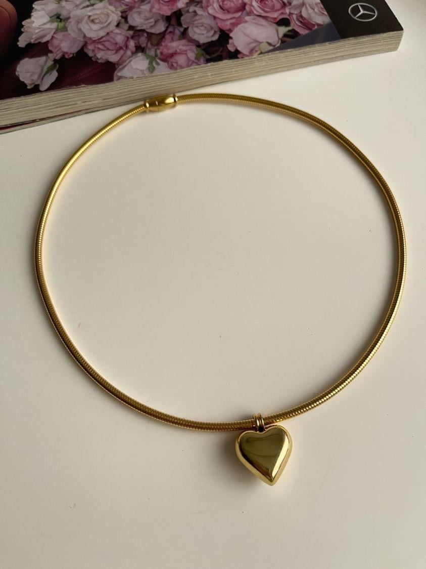Çelik Gold Kalpli Cocker Kolye (44 Cm)