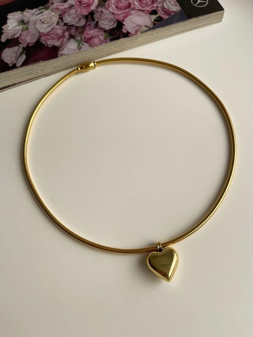 Çelik Gold Kalpli Cocker Kolye (44 Cm)