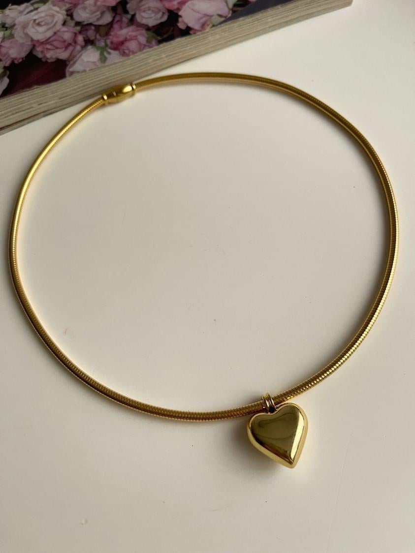 Çelik Gold Kalpli Cocker Kolye (44 Cm)