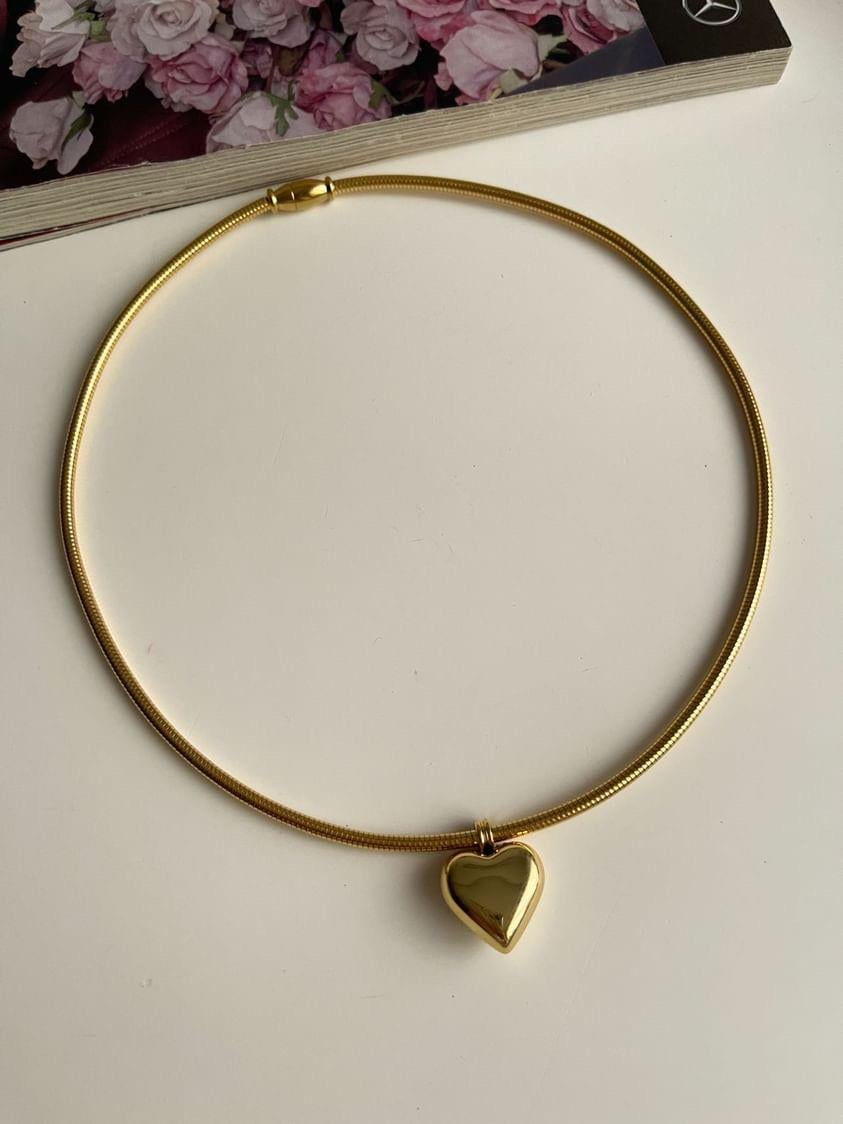 Çelik Gold Kalpli Cocker Kolye (44 Cm)