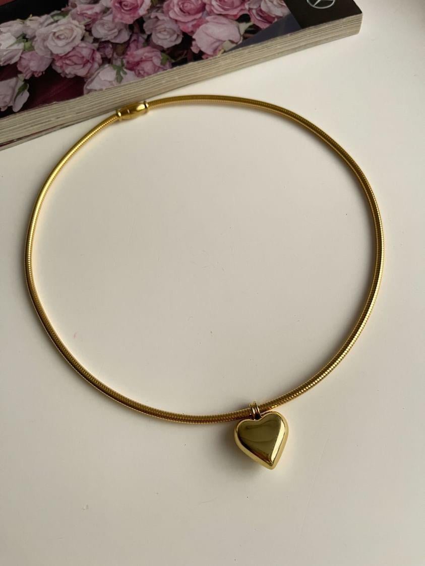 Çelik Gold Kalpli Cocker Kolye (44 Cm)
