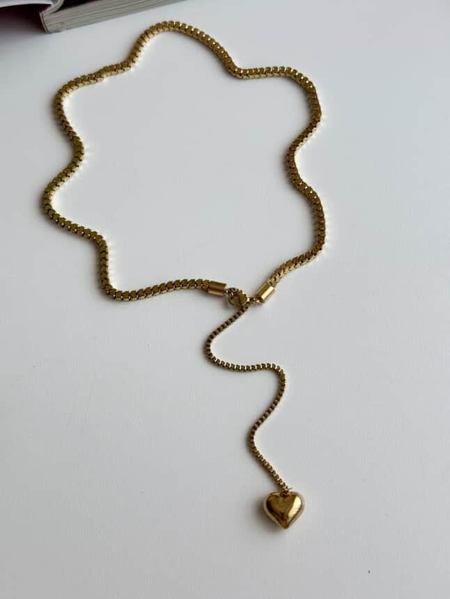 Çelik Gold Kalpli Kolye (40 Cm)