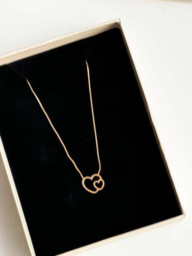 Çelik Gold Kalpli Minimal Kolye (46 Cm)