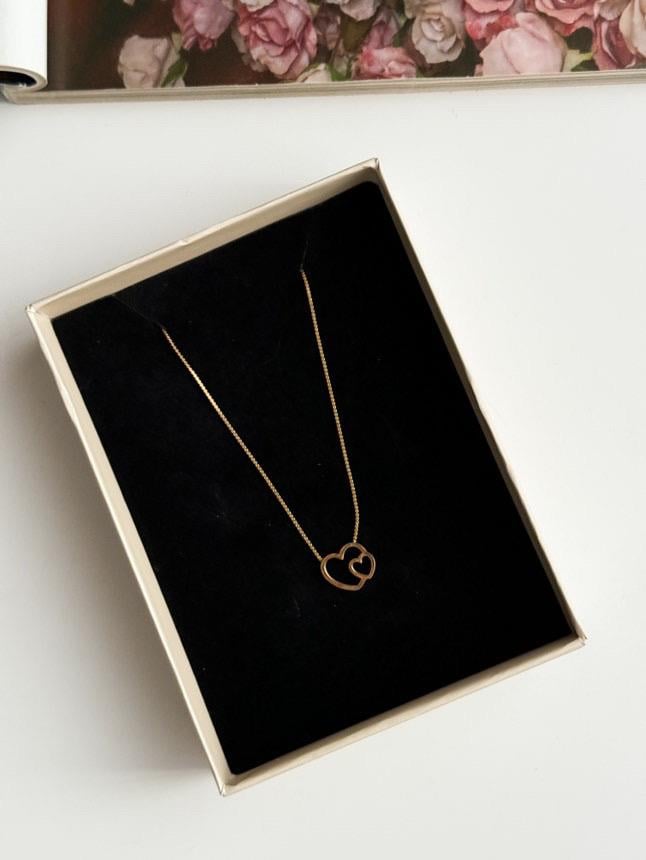 Çelik Gold Kalpli Minimal Kolye (46 Cm)