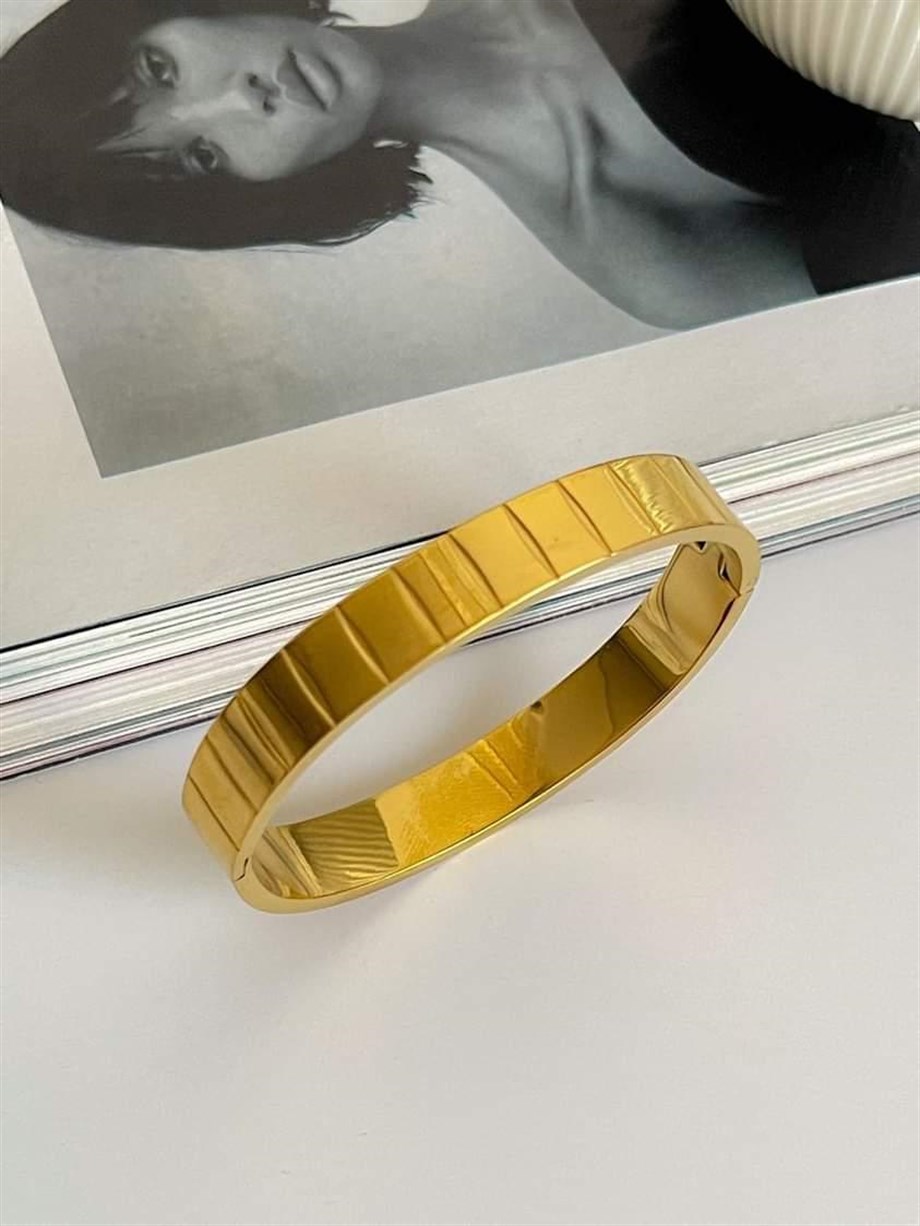 Çelik Gold Kelepçe Bileklik 