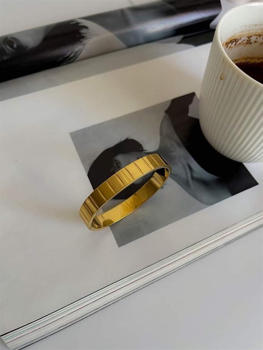 Çelik Gold Kelepçe Bileklik 