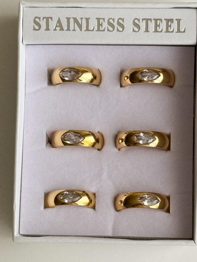 Çelik Gold Mekik Baget Taşlı Numaralı Yüzük (17 Numara)