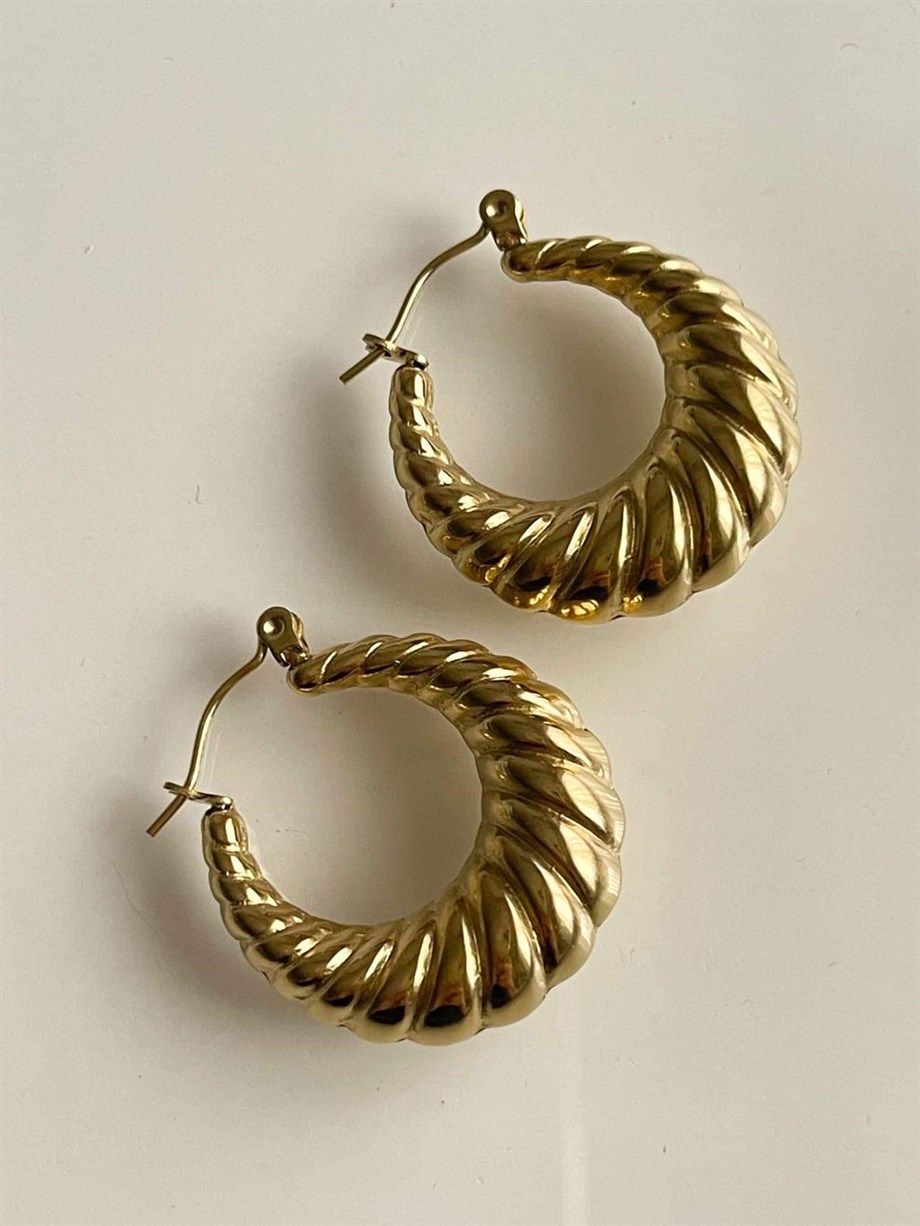 Çelik Gold Midye Halka Küpe (2.60 Cm)