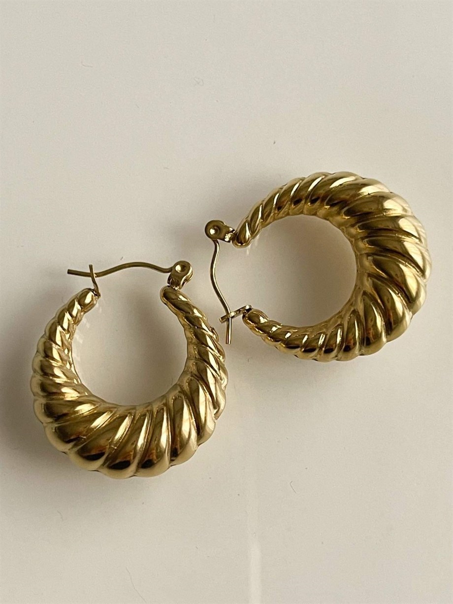 Çelik Gold Midye Halka Küpe (2.60 Cm)