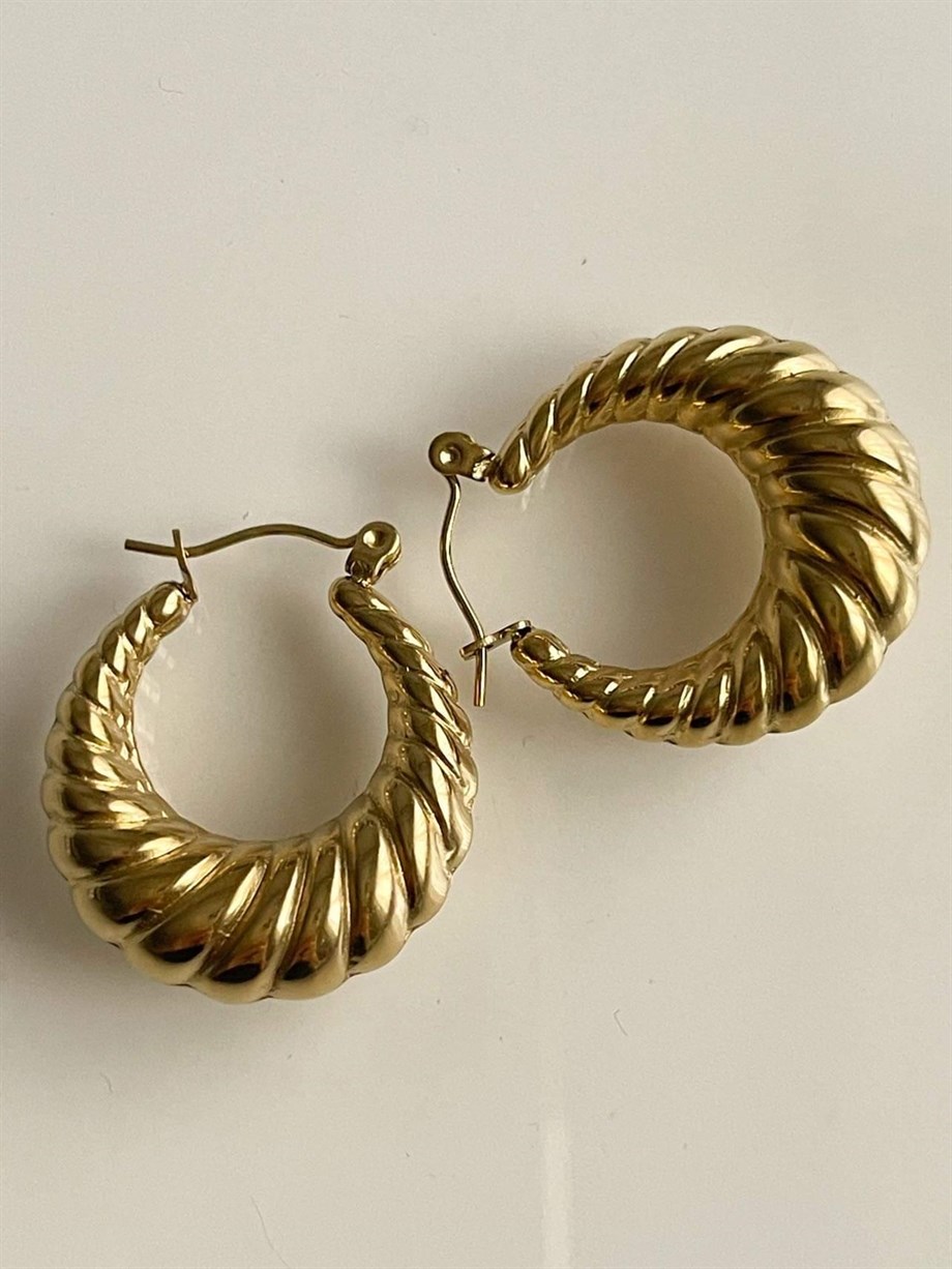 Çelik Gold Midye Halka Küpe (2.60 Cm)