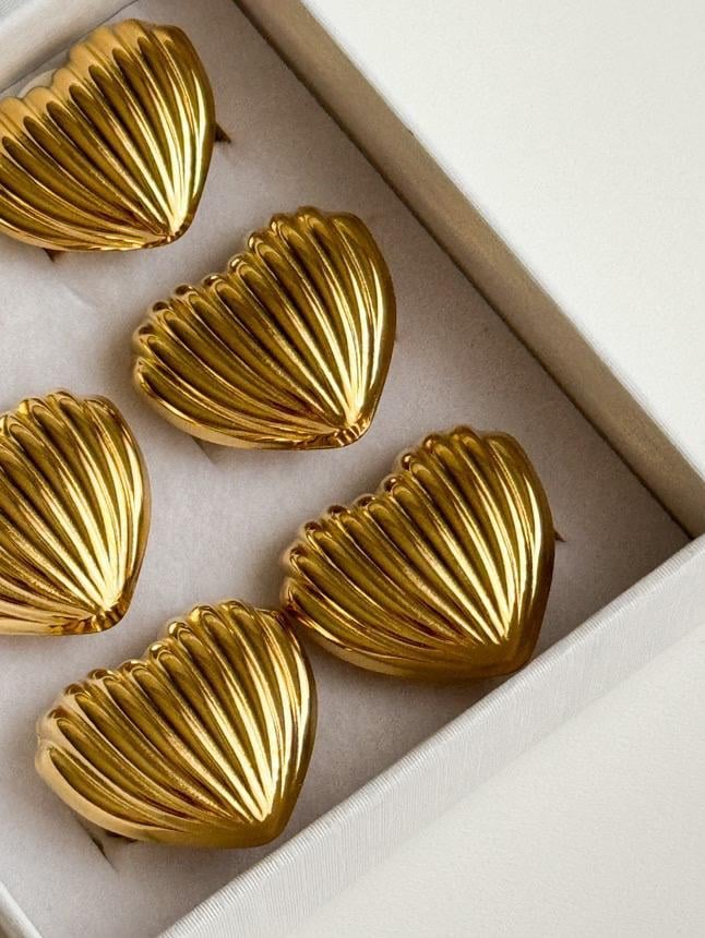 Çelik Gold Midye Kalp Numaralı Yüzük (17 Numara)