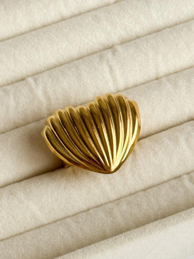 Çelik Gold Midye Kalp Numaralı Yüzük (18 Numara)
