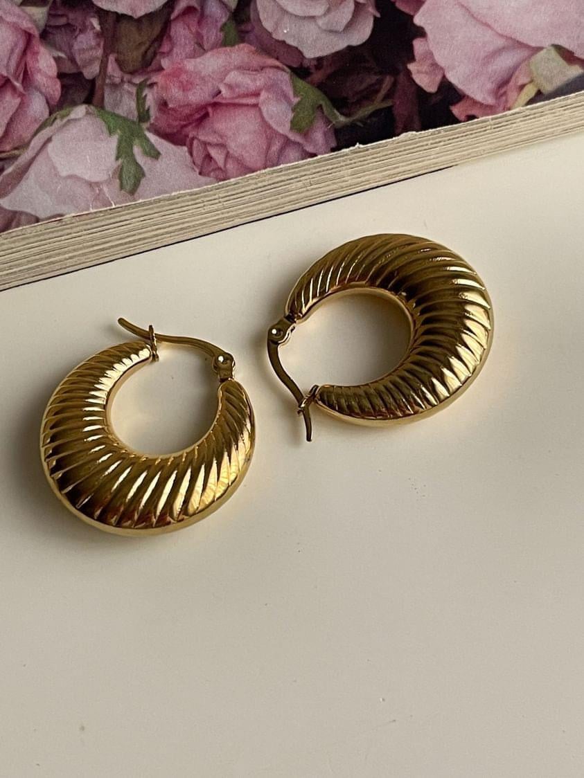 Çelik Gold Midye Küpe (2.5 Cm)