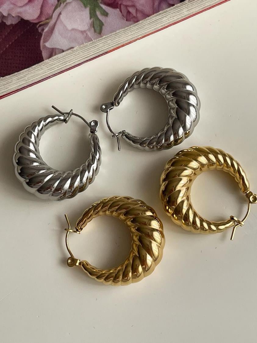 Çelik Gold Midye Küpe (2.5 Cm)