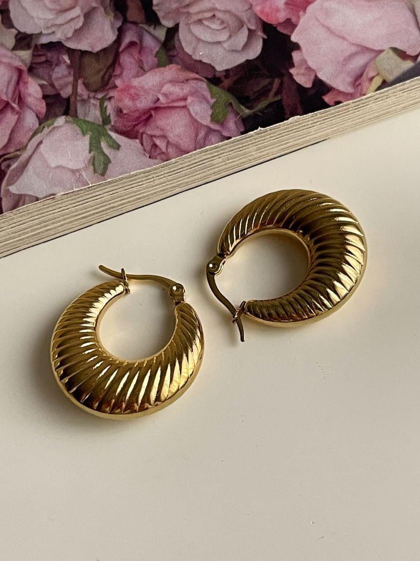Çelik Gold Midye Küpe (2.5 Cm)