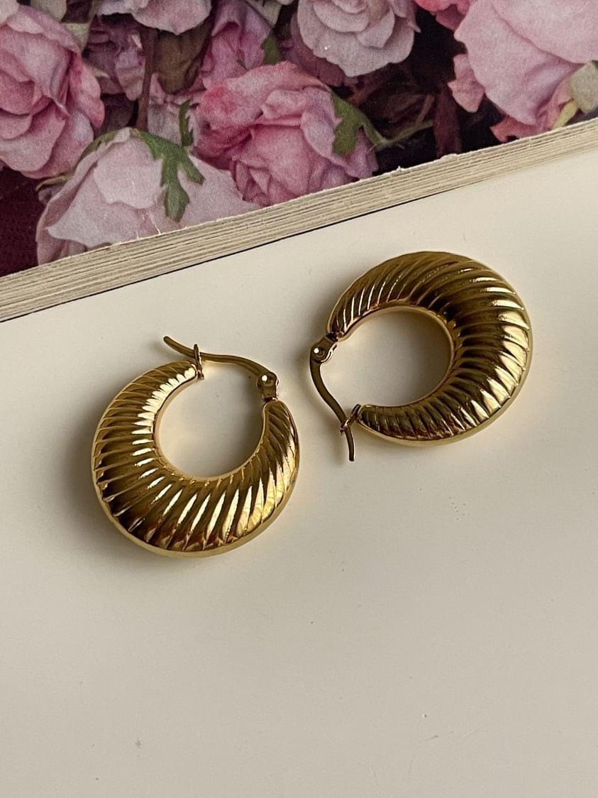 Çelik Gold Midye Küpe (2.5 Cm)