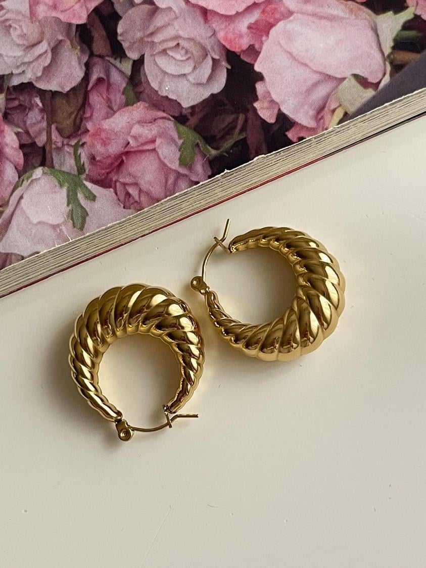 Çelik Gold Midye Küpe (2.5 Cm)