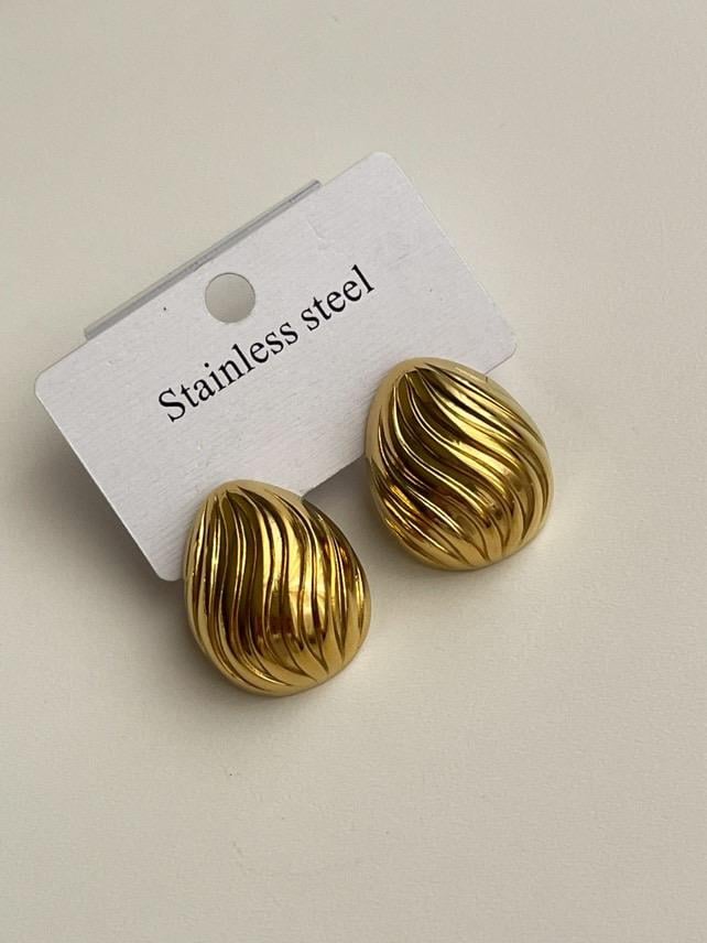Çelik Gold Midye Küpe (2.5 Cm)