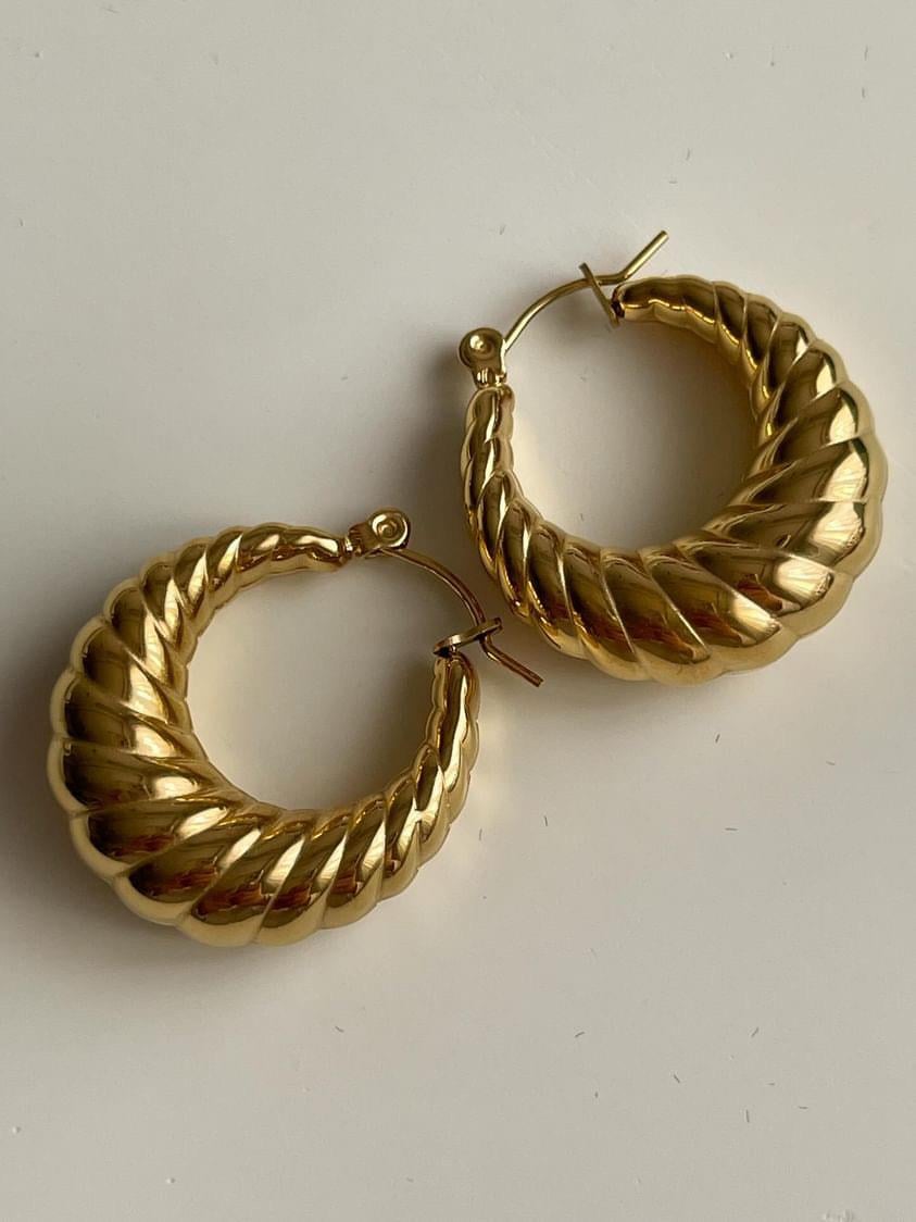 Çelik Gold Midye Küpe (2.5 Cm)