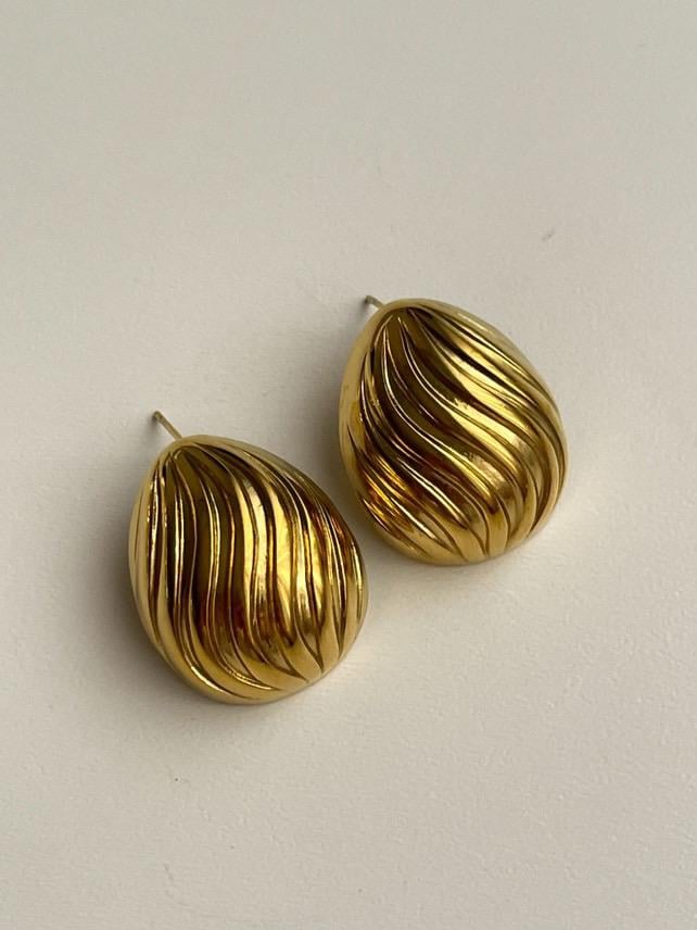 Çelik Gold Midye Küpe (2.5 Cm)