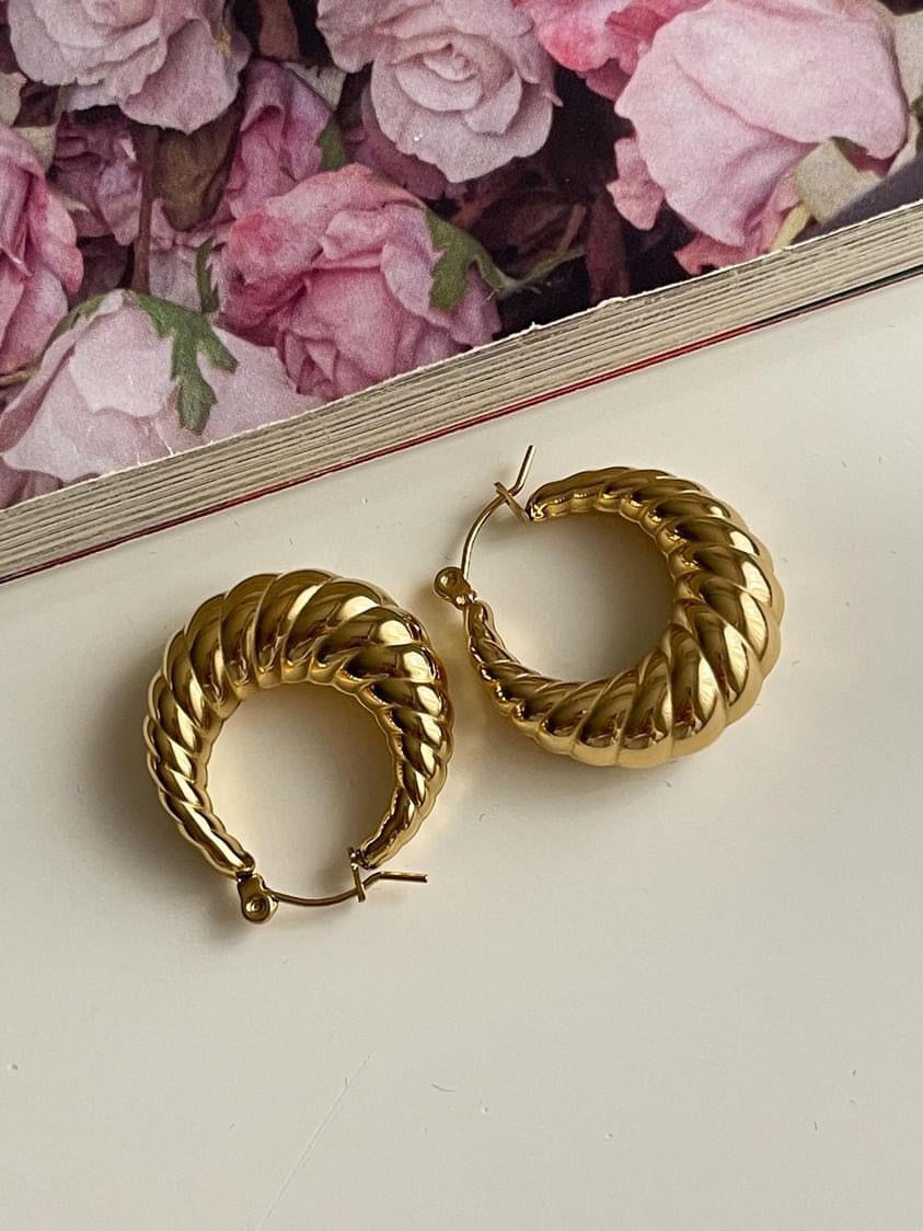 Çelik Gold Midye Küpe (2.5 Cm)