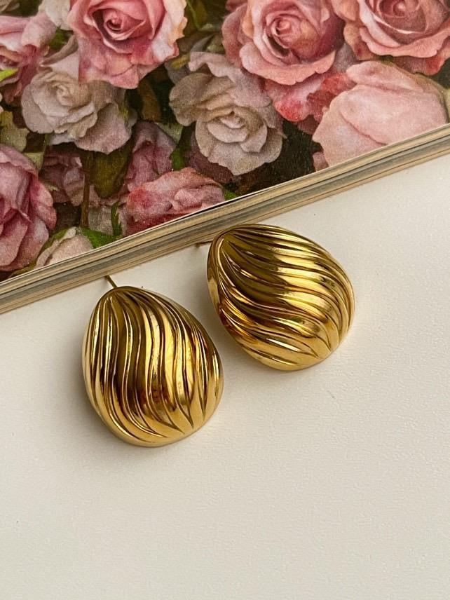 Çelik Gold Midye Küpe (2.5 Cm)