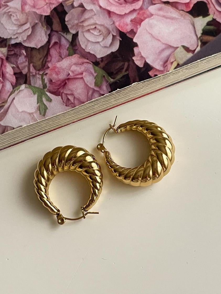 Çelik Gold Midye Küpe (2.5 Cm)