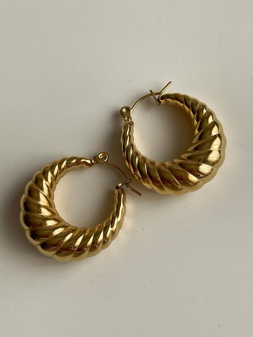 Çelik Gold Midye Küpe (2.5 Cm)
