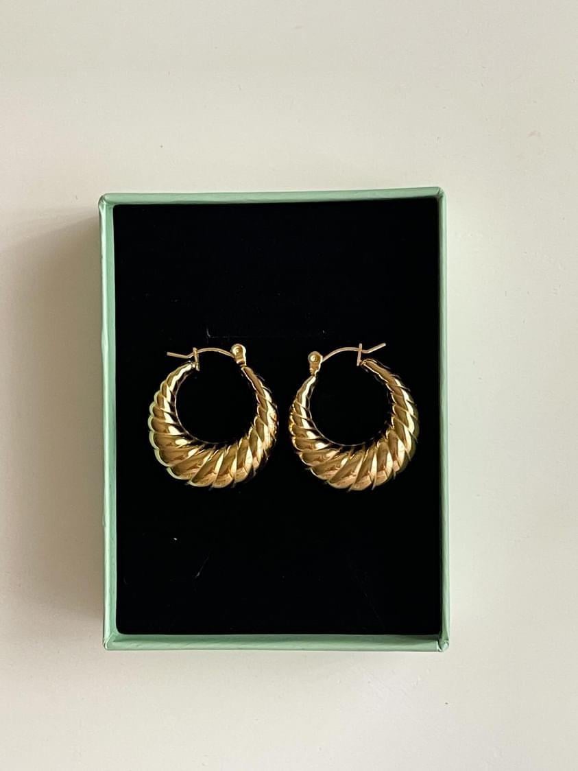 Çelik Gold Midye Küpe (2.5 Cm)