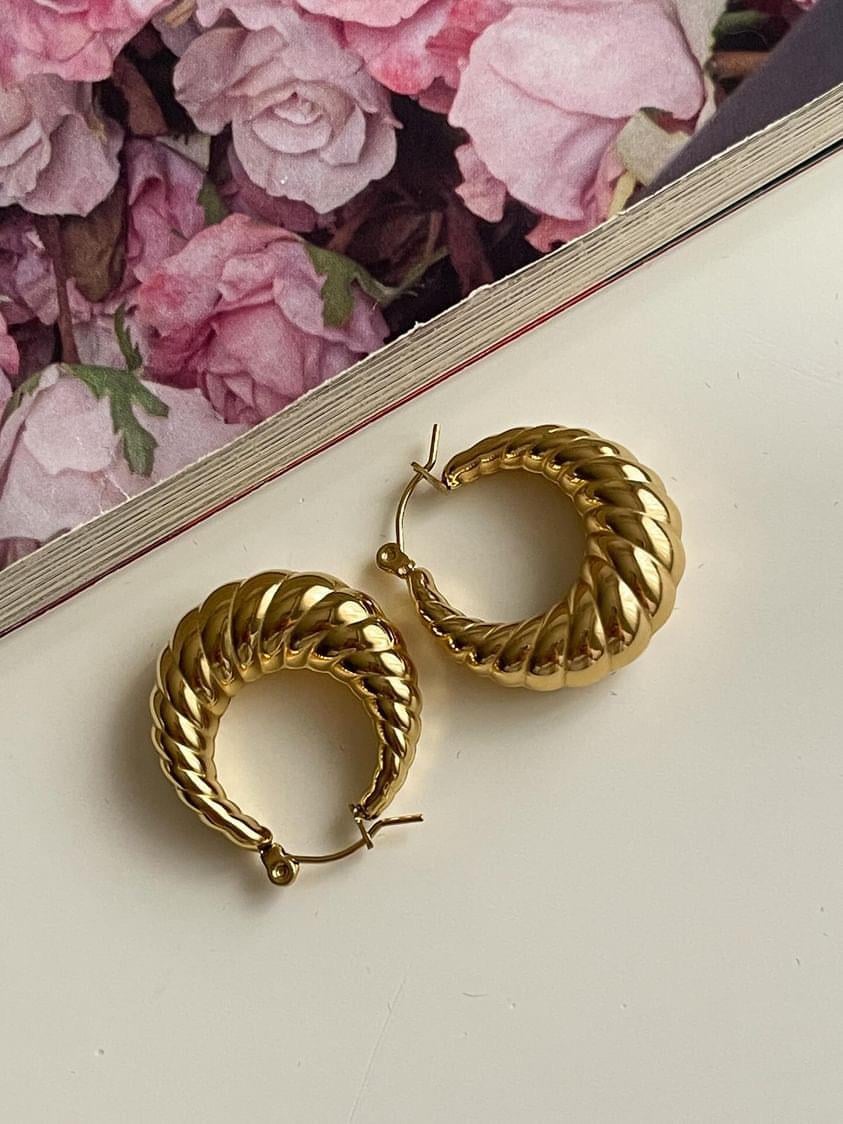 Çelik Gold Midye Küpe (2.5 Cm)