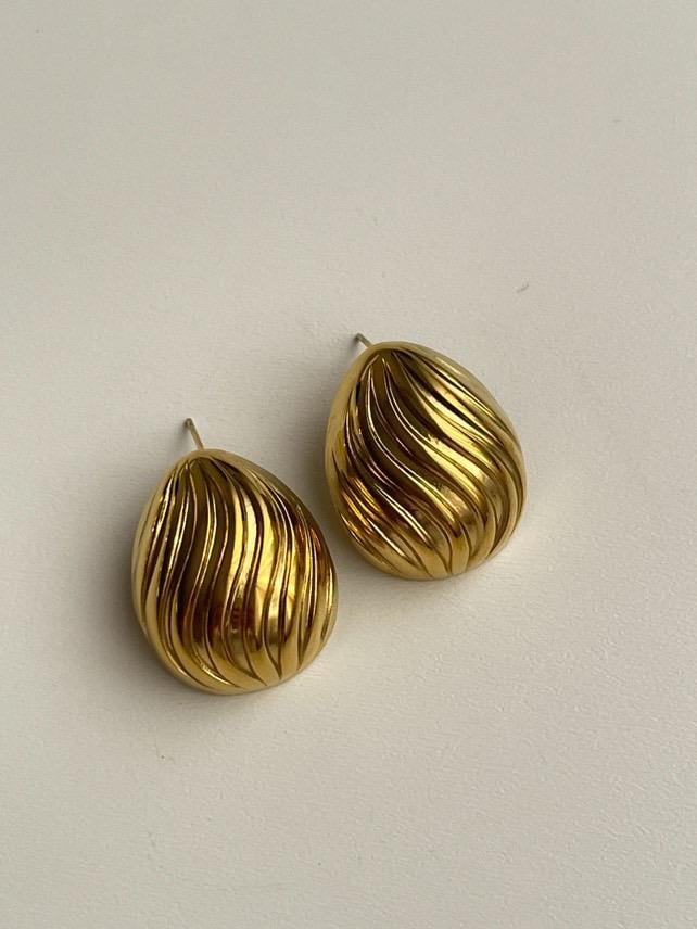 Çelik Gold Midye Küpe (2.5 Cm)