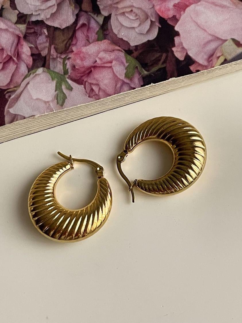 Çelik Gold Midye Küpe (2.5 Cm)