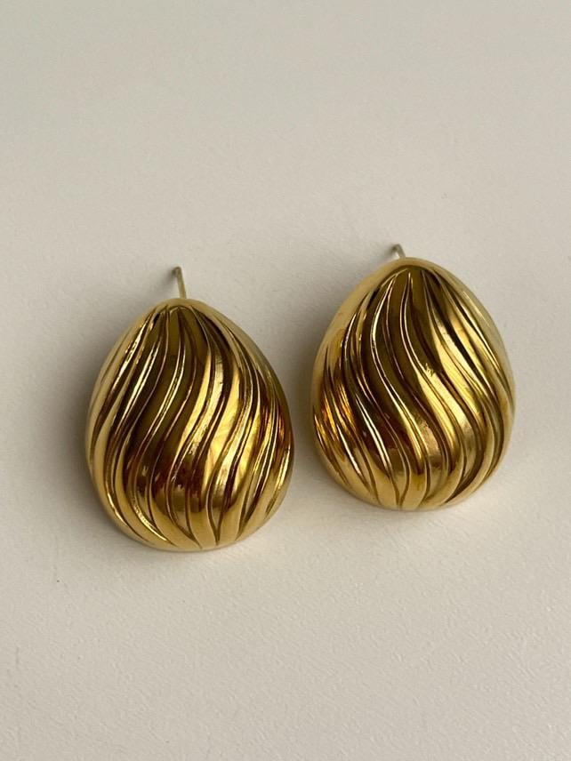 Çelik Gold Midye Küpe (2.5 Cm)