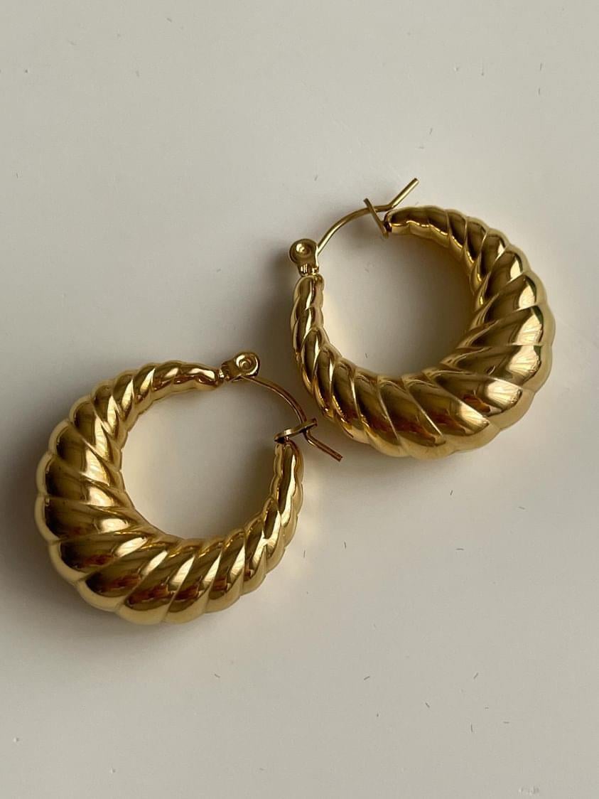 Çelik Gold Midye Küpe (2.5 Cm)