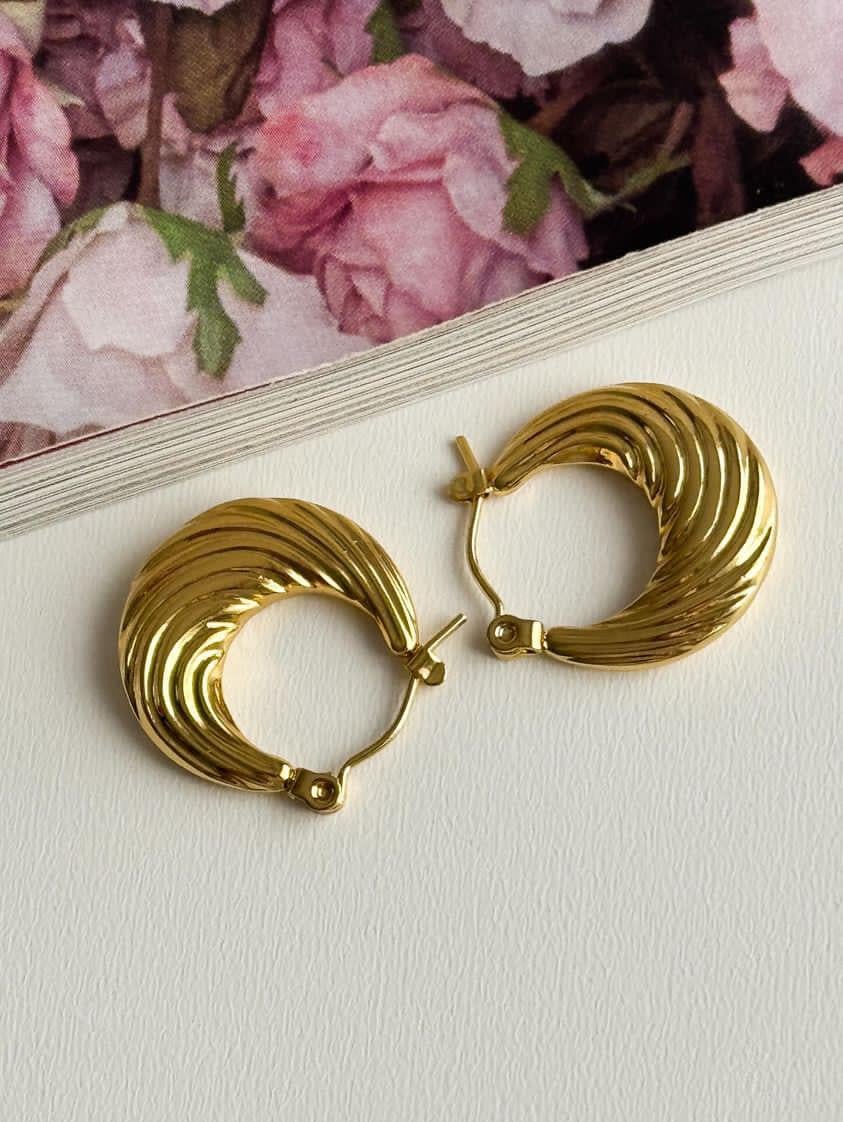 Çelik Gold Midye Küpe (2 Cm)