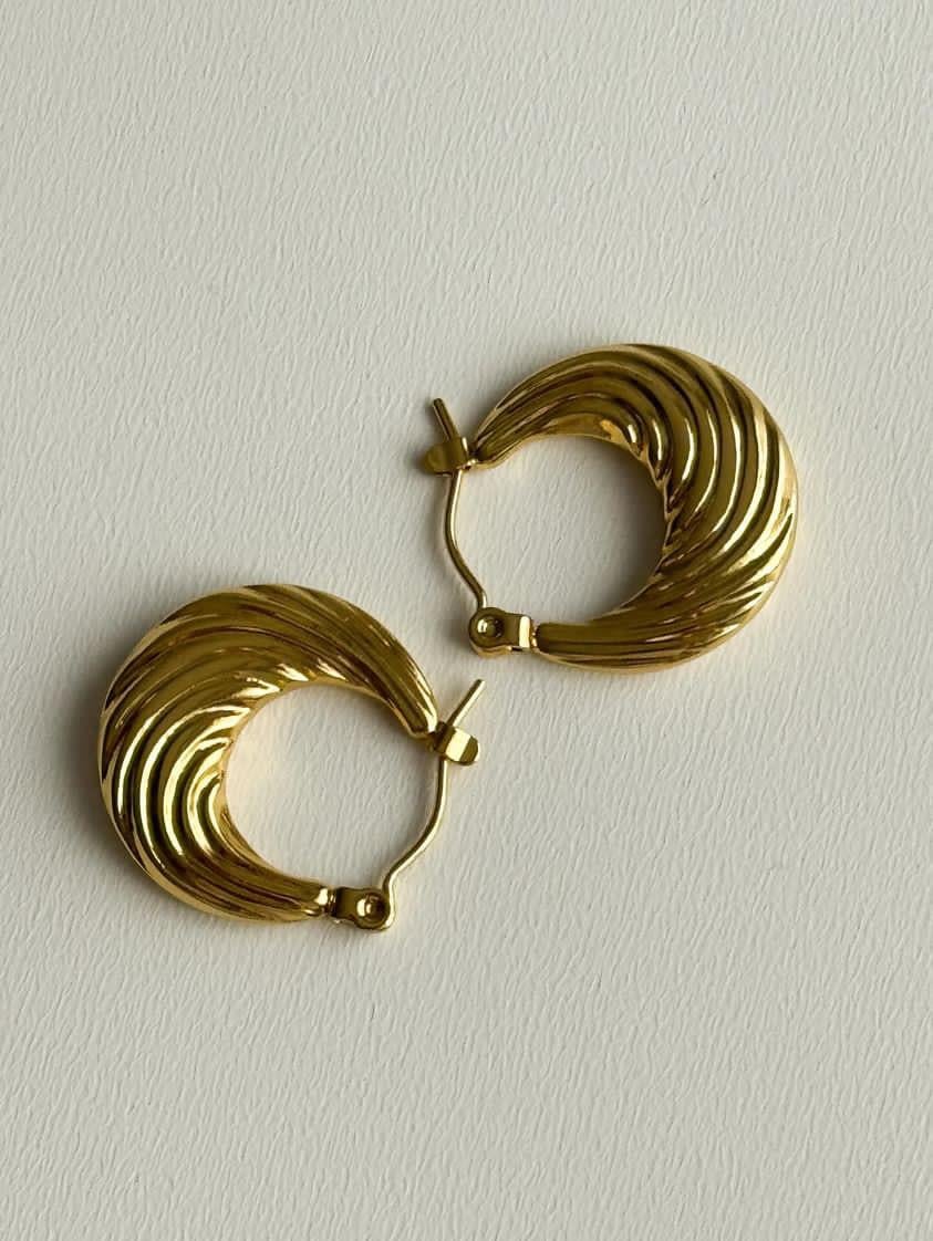Çelik Gold Midye Küpe (2 Cm)
